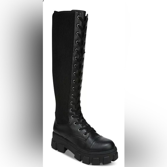 NWT Sam Edelman leather Combat Lace-Up Knee-High Boots - Picture 1 of 7